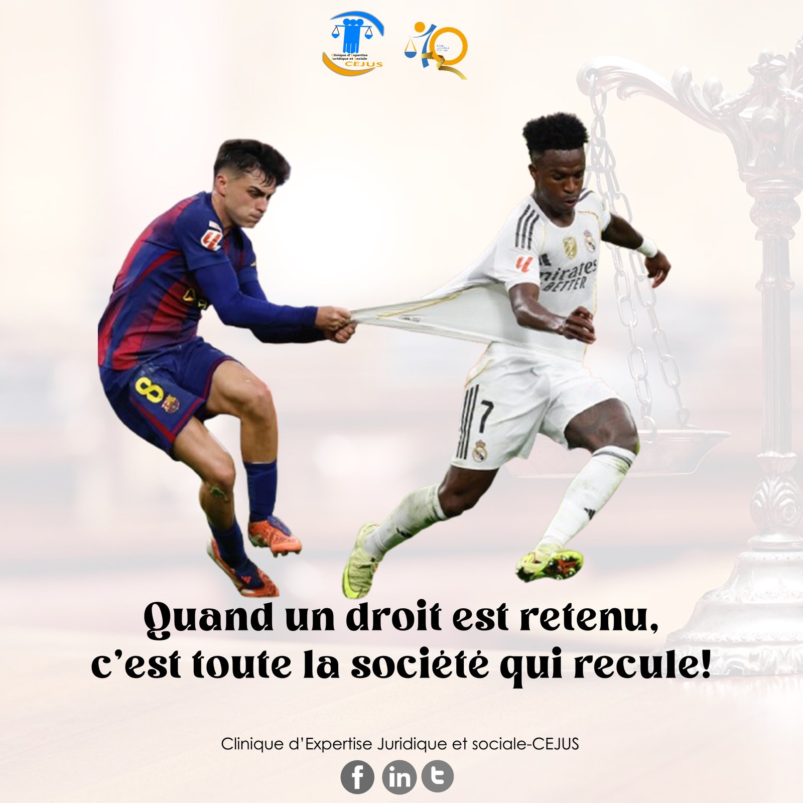 ✊🏾 Les droits humains ne se tirent pas vers l’arrière, ils se protègent. #CEJUS #DroitsHumains #JusticeSociale