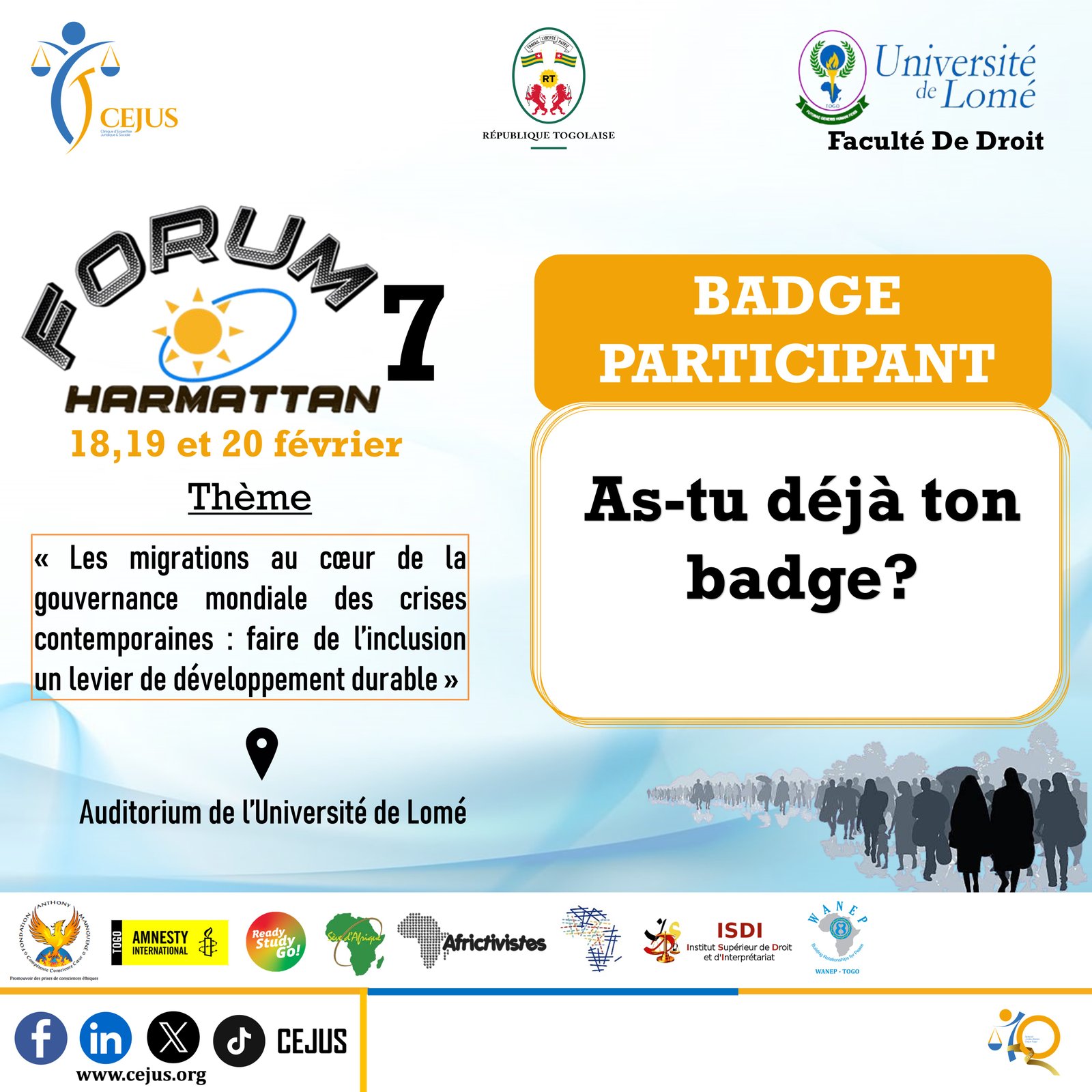 FORUM HARMATTAN 7ème EDITION/LES BADGES PARTICIPANTS