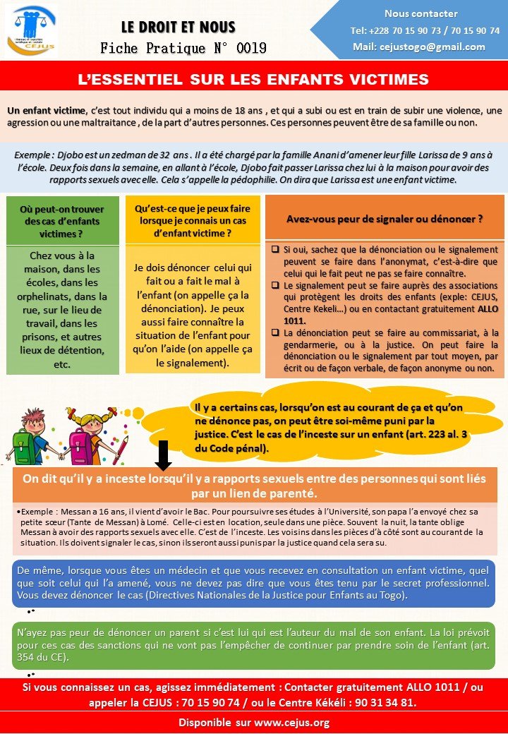 FICHE PRATIQUE N019 L’ESSENTIEL SUR LES ENFANTS VICTIMES