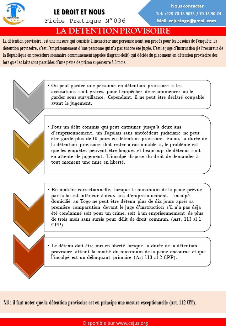 N036 LA DETENTION PROVISOIRE