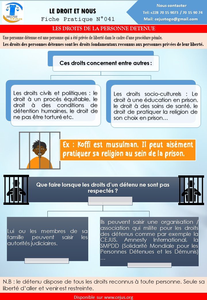 N041 LES DROITS DE LA PERSONNE DETENUE