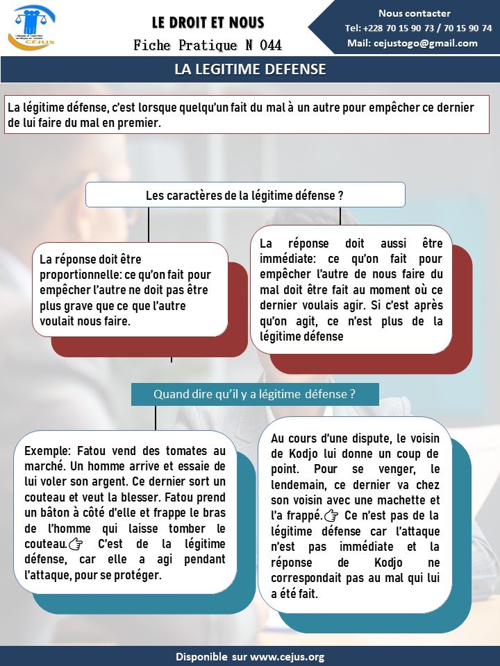 FICHE PRATIQUE N44 LA LEGITIME DEFENSE