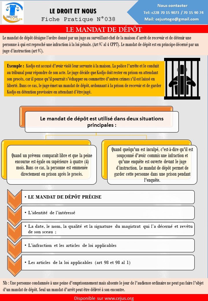 N038 LE MANDAT DE DÉPÔT