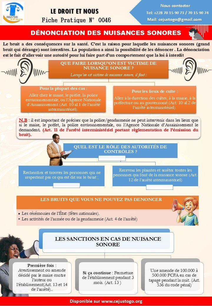 FICHE PRATIQUE N046 DÉNONCIATION DES NUISANCES SONORES